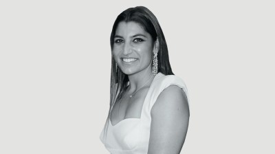 Black-and-white portrait of young white woman